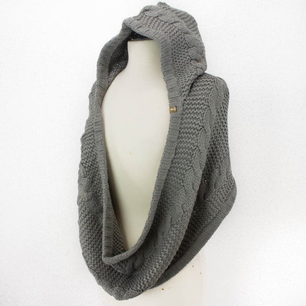 Sperry Scarf Grey Cable Knit Oversized Snood Hood